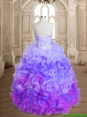 Unique Rainbow Big Puffy Quinceanera Dress with Beading and Ruffles
