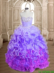 Unique Rainbow Big Puffy Quinceanera Dress with Beading and Ruffles