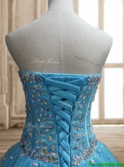 Visible Boning Beaded Bodice A Line Quinceanera Dress in Baby Blue