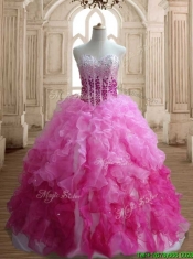 Visible Boning Beaded Bodice and Ruffled Quinceanera Dress in Gradient Color