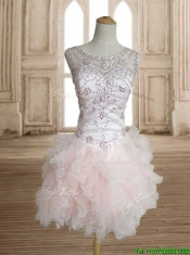 Wonderful Scoop Beading and Ruffles Detachable Quinceanera Dress in Baby Pink