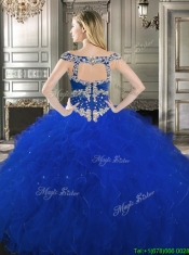 Classical Off the Shoulder Cap Sleeves Quinceanera Dress with Beading and Ruffles