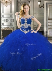 Classical Off the Shoulder Cap Sleeves Quinceanera Dress with Beading and Ruffles