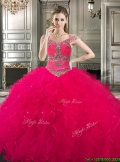 Classical Off the Shoulder Cap Sleeves Quinceanera Dress with Beading and Ruffles