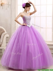 Hot Sale Lilac Really Puffy Tulle Quinceanera Dress with Beading