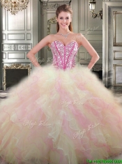 Lovely Big Puffy Tulle Quinceanera Dress with Beading and Ruffles