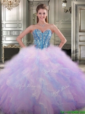 Lovely Big Puffy Tulle Quinceanera Dress with Beading and Ruffles