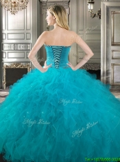 Popular Beaded Bodice and Ruffled Really Puffy Quinceanera Dress in Royal Blue