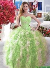 Popular Rose Pink and White Quinceanera Dress with Beading and Ruffles