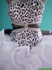 Romantic Leopard Big Puffy Quinceanera Dress with Beading and Ruffles