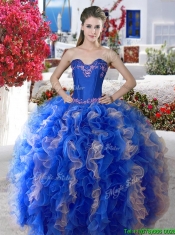 Elegant Applique and Ruffled Big Puffy Quinceanera Dress in Organza