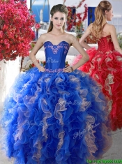Elegant Applique and Ruffled Big Puffy Quinceanera Dress in Organza