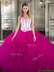 Exquisite Really Puffy Tulle Quinceanera Gown with Beading and Ruffles