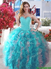 New Arrivals Beaded and Ruffled Quinceanera Gown in Hot Pink and Champagne