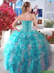 New Arrivals Beaded and Ruffled Quinceanera Gown in Hot Pink and Champagne