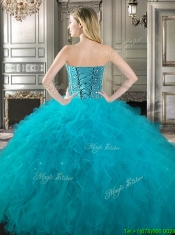 New Style Red Tulle Sweet 16 Dress with Beading and Ruffles