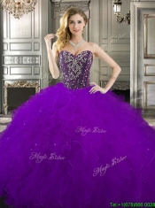 New Style Red Tulle Sweet 16 Dress with Beading and Ruffles