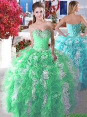 Wonderful Organza Big Puffy Sweet 16 Dress with Beading and Ruffles