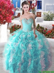 Wonderful Organza Big Puffy Sweet 16 Dress with Beading and Ruffles