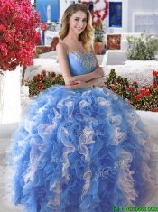 Wonderful Organza Big Puffy Sweet 16 Dress with Beading and Ruffles