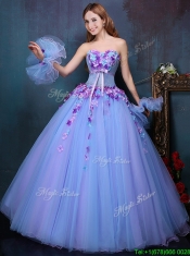 Wonderful Really Puffy A Line Quinceanera Dress with Appliques and Bowknot