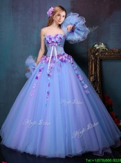 Wonderful Really Puffy A Line Quinceanera Dress with Appliques and Bowknot