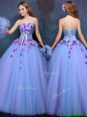 Wonderful Really Puffy A Line Quinceanera Dress with Appliques and Bowknot