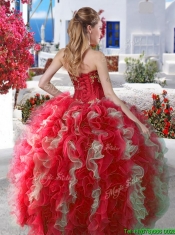 Beautiful Applique and Ruffled Detachable Quinceanera Dresses in Organza