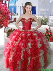 Beautiful Applique and Ruffled Detachable Quinceanera Dresses in Organza