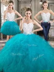 Beautiful Really Puffy Detachable Sweet 16 Dresses with Beading and Ruffles