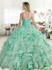 Best Apple Green Quinceanera Dress with Beading and Ruffles for Spring