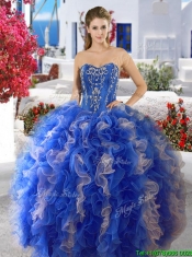 Best Applique and Ruffled Detachable Quinceanera Dresses in Royal Blue and Champagne