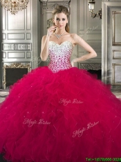 Best Really Puffy Red Detachable Quinceanera Dresses with Beading and Ruffles
