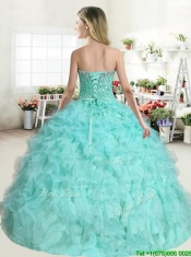 Classical Apple Green Sweet 16 Dress with Beading and Ruffles for Spring