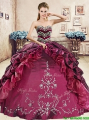 Classical Beaded and Embriodery Quinceanera Dress in Burgundy