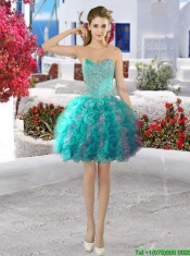 Classical Beaded and Ruffled Big Puffy Detachable Quinceanera Dresses in Organza