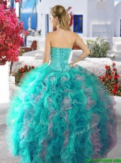 Classical Beaded and Ruffled Big Puffy Detachable Quinceanera Dresses in Organza