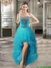 Classical Big Puffy Teal Detachable Quinceanera Dresses with Beading and Ruffles