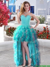 Discount Baby Blue and White Detachable Quinceanera Dresses with Beading and Ruffles