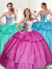 Discount Big Puffy Quinceanera Dress with Beading and Ruffled Layers