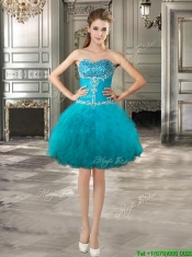 Discount Big Puffy Teal Detachable Quinceanera Dresses with Beading and Ruffles