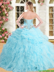 Discount Organza Pink Sweet 16 Dress with Appliques and Ruffles