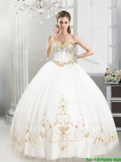 Elegant Beaded and Applique Tulle Sweet 16 Dress in White