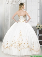 Elegant Beaded and Applique Tulle Sweet 16 Dress in White