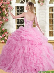 Elegant Rose Pink Sweet 16 Dress with Appliques and Beading