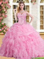 Elegant Rose Pink Sweet 16 Dress with Appliques and Beading
