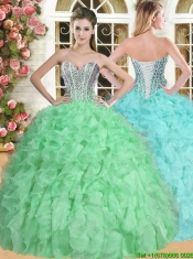 Elegant Spring Green Quinceanera Dress with Beading and Ruffles for Spring