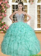Elegant Spring Green Quinceanera Dress with Beading and Ruffles for Spring