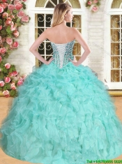 Exclusive Beaded and Ruffled Quinceanera Dress in Apple Green