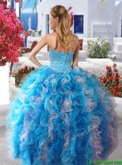 Exquisite Baby Blue and White Detachable Sweet 16 Dresses with Beading and Ruffles